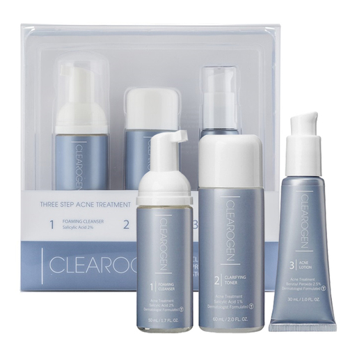 Clearogen 3 Step Acne Treatment Set - 1 Month Supply on white background