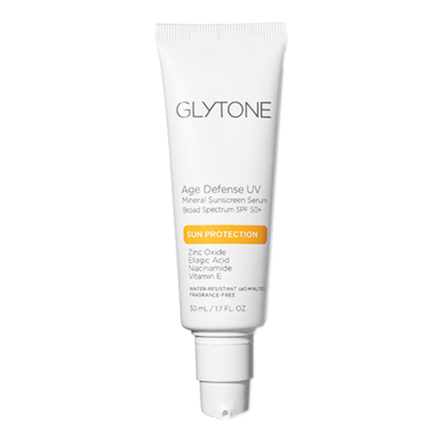 Glytone Age Defense UV Mineral Sunscreen Serum Broad Spectrum SPF 50+ on white background