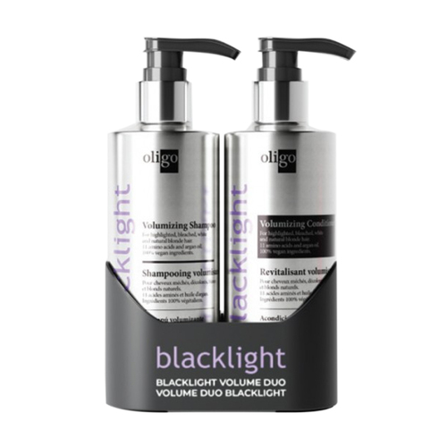 Oligo Professionel Blacklight Shampoo and Conditioner Duo (Volumizing) on white background