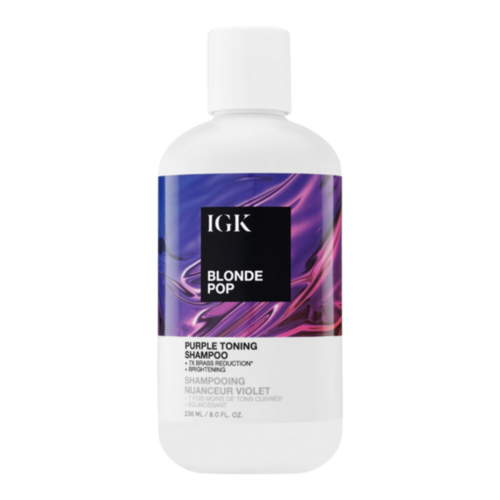 IGK Hair Blonde Pop Purple Toning Shampoo on white background