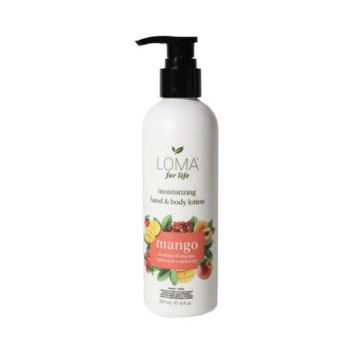 Loma Organics Mango Hand and Body Lotion on white background