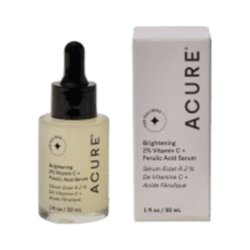 Bright. 2% VitC and Ferulic Acid Serum on white background