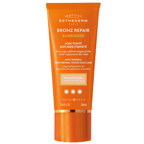 Institut Esthederm Bronz Repair Sunkissed Tinted Anti-wrinkle Face Cream on white background