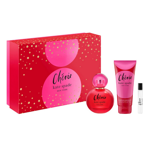 Kate Spade Cherie EDP Gift Set Trio on white background