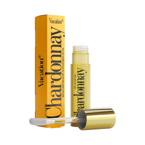 Vacation Chardonnay Lip Oil SPF 30 on white background