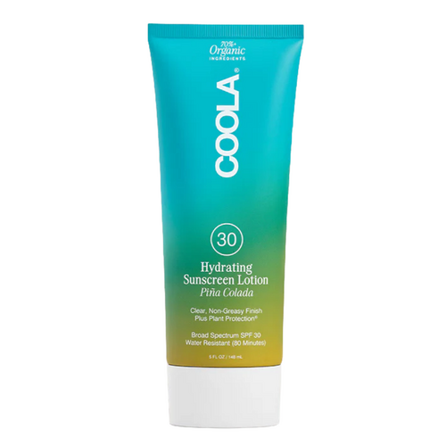 Coola Classic SPF 30 Tropical Coconut Hydrating Body Lotion, 148ml/5 fl oz Coola Classic Body Organic Sunscreen Lotion SPF 50 - Fragrance Free on white background