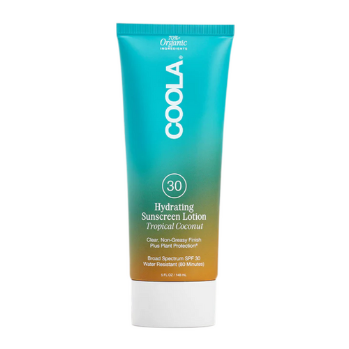 Coola Classic SPF 30 Tropical Coconut Hydrating Body Lotion, 148ml/5 fl oz Coola Classic Body Organic Sunscreen Lotion SPF 50 - Fragrance Free on white background