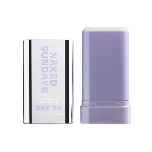 Naked Sundays Clear Glow Sun Stick SPF50, 20ml/0.68 fl oz Naked Sundays Clear Glow Sun Stick SPF50 on white background