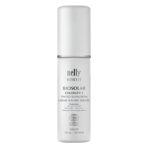Nelly Devuyst ColorLift 1 BIOSOLAR Tinted Sunscreen SPF 30 on white background