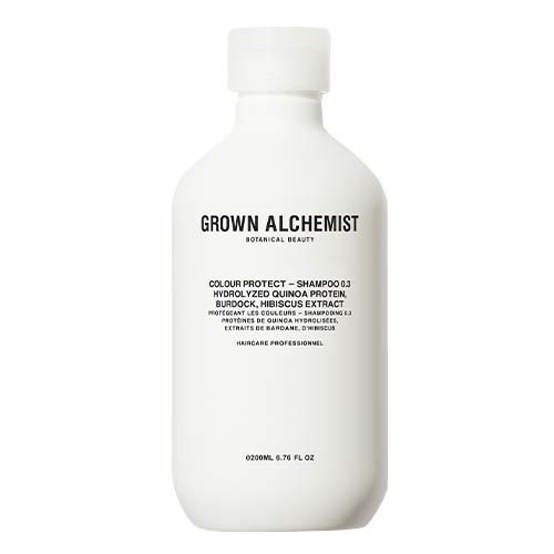 Grown Alchemist Colour Protect - Shampoo 0.3 Hydrolyzed Quinoa Protein Burdock Hibiscus Extract on white background