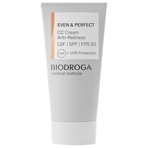 Biodroga Even and Perfect CC Cream Anti-Redness SPF 20 on white background