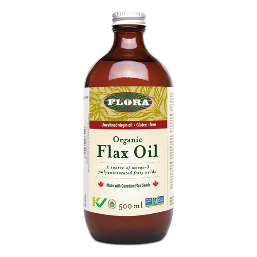 Flora Flax Oil NON-GMO on white background