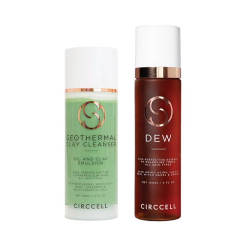 Circcell Geothermal Clay Cleanser and Dew Perfector, 1 set Circcell Geothermal Clay Cleanser and Dew Perfector on white background
