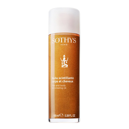 Sothys Hair and Body Shimmer oil on white background