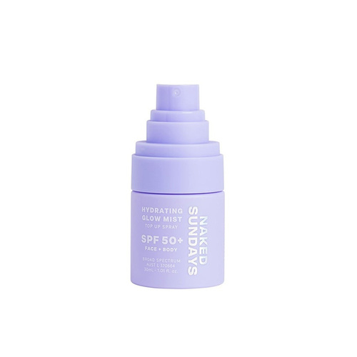 Naked Sundays Hydrating Glow Mist Sunscreen Top Up Spray SPF50 (Travel Size), 30ml/1.01 fl oz Naked Sundays Hydrating Glow Mist Sunscreen Top Up Spray SPF50 (Travel Size) on white background