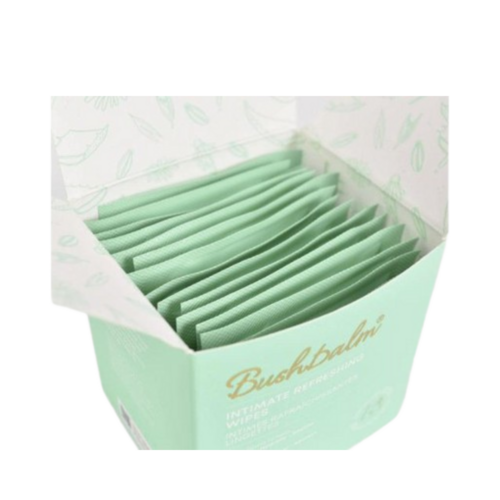 Bushbalm Intimate Refreshing Wipes, 15 pieces Bushbalm Intimate Refreshing Wipes on white background