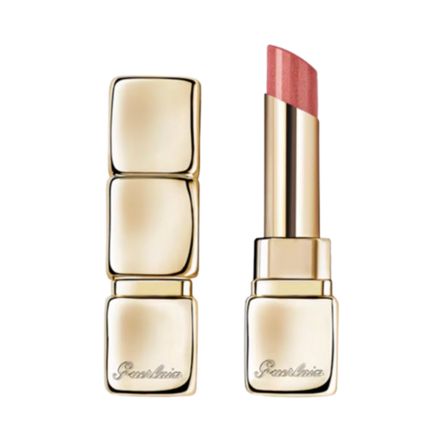 Guerlain KissKiss Shine Bloom Lipstick - Blossom Glow 129 on white background