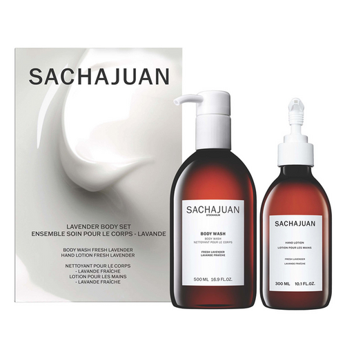 Sachajuan Lavender Body Gift Set Duo on white background