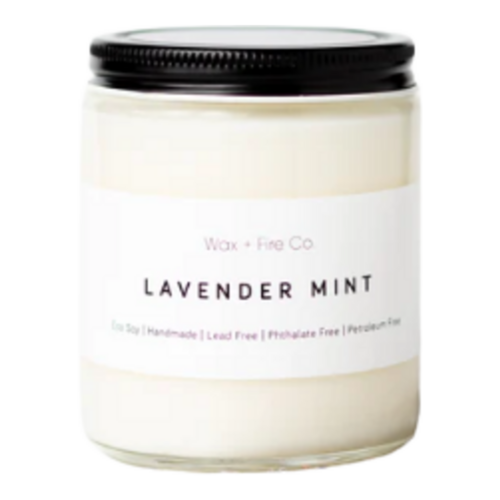 Wax + Fire Co. Lavender Mint Soy Candle, 227g/8 oz Wax + Fire Co. Lavender Mint Soy Candle on white background