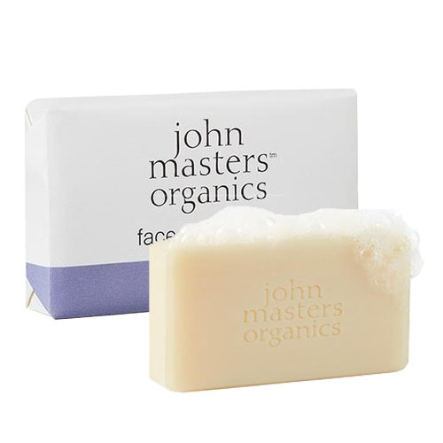 John Masters Organics Lavender, Rose Geranium and Ylang Ylang Soap on white background