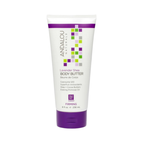 Andalou Naturals Lavender Shea Firming Body Butter on white background