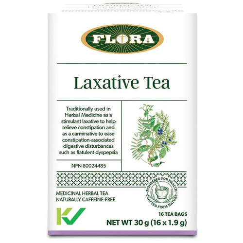 Flora Laxative Tea on white background