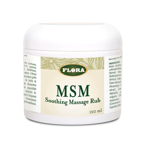 Flora MSM Soothing Massage Rub on white background