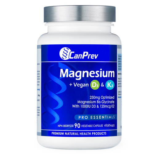 CanPrev Magnesium Bone + Vegan D3 And MK-7 K2 on white background