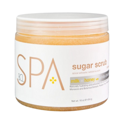 Milk and Honey White Chocolate Sugar Scrub on white background