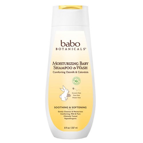 Babo Botanicals Moisturizing Baby Shampoo and Wash on white background
