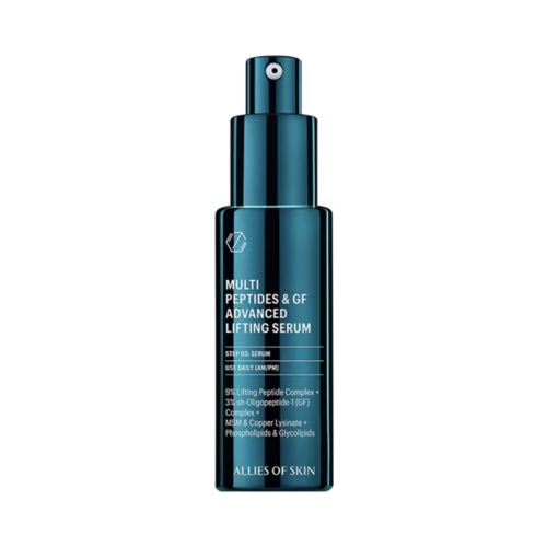 Allies of Skin Multi Peptides and Growth Factor Advanced Lifting Serum on white background