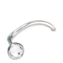 Nose Bezel, Crystal - Silver Titanium (Curved Shape Pin) (3mm)