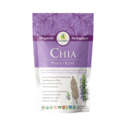 Organic White Chia Seeds on white background