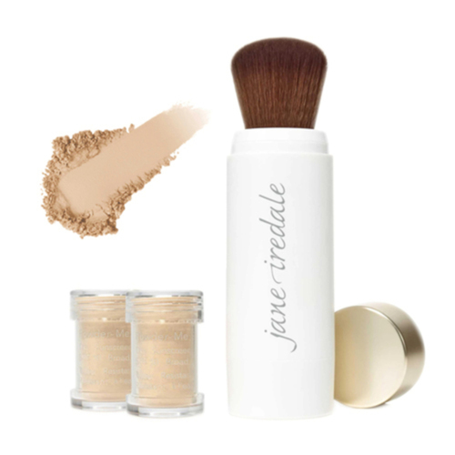 jane iredale Powder-Me SPF 30 Refillable Brush and 2 Refill Canisters - Golden on white background