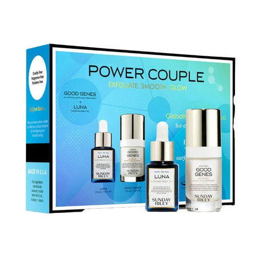 Sunday Riley Power Couple Lactic Acid Duo Kit on white background