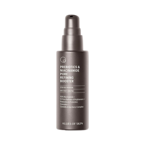 Allies of Skin Prebiotics and Niacinamide Pore Refining Booster on white background