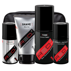 Red Method Shave Method on white background