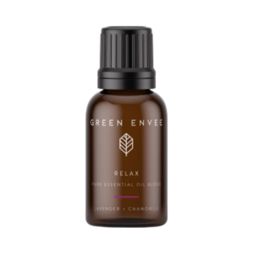 Green Envee Relax Calming Pure Essential Oil Blend on white background