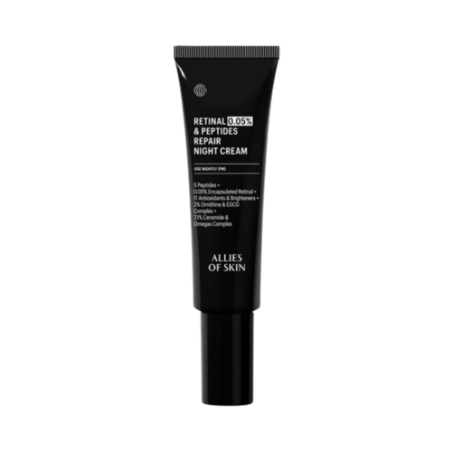 Allies of Skin Retinal 0.05% and Peptides Repair Night Cream on white background