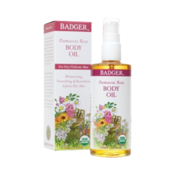 Rose Body Oil on white background