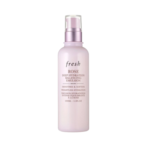 Fresh Rose and Hyaluronic Acid Deep Hydration Emulsion on white background