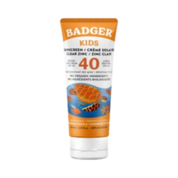SPF 40 Kids Clear Zinc Sunscreen on white background