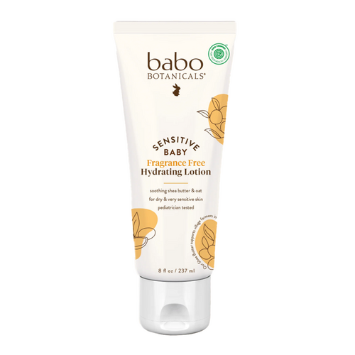 Babo Botanicals Sensitive Baby Fragrance Free Daily Hydra Lotion on white background