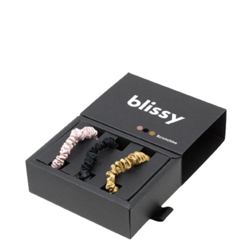 Blissy Skinny Scrunchies - Black-Gold-Pink, 1 set
