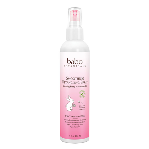 Babo Botanicals Smoothing Berry Primrose Detangling Spray on white background