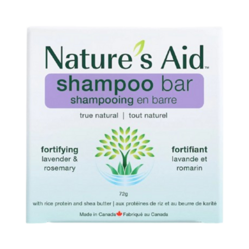 Natures Aid Solid Shampoo Bar - Lavender and Rosemary on white background