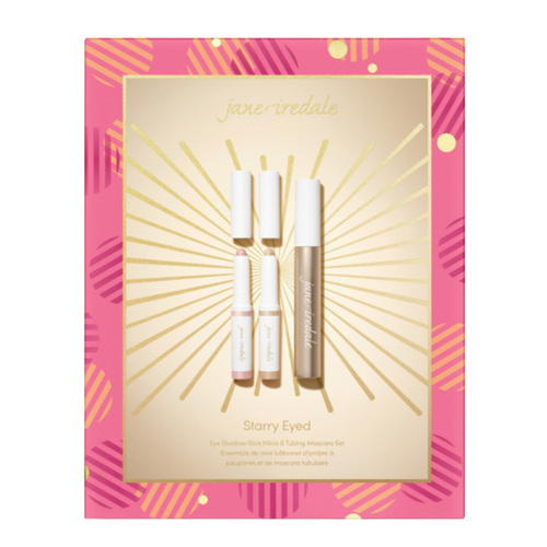 jane iredale Starry Eyed  Eyeshadow Stick Minis and Tubing Mascara Set on white background