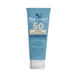 Sunscreen Lotion Sheer Face SPF 50 on white background