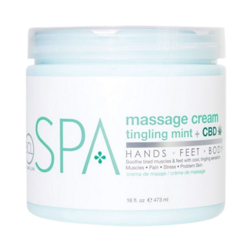 BCL Spa Tingling Mint and CBD Massage Cream, 473ml/15.99 fl oz BCL Spa Tingling Mint and CBD Massage Cream on white background