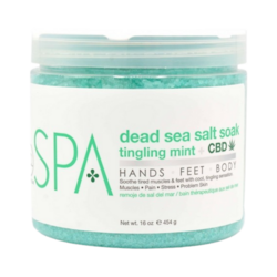 Tingling Mint and CBD Salt Soak on white background